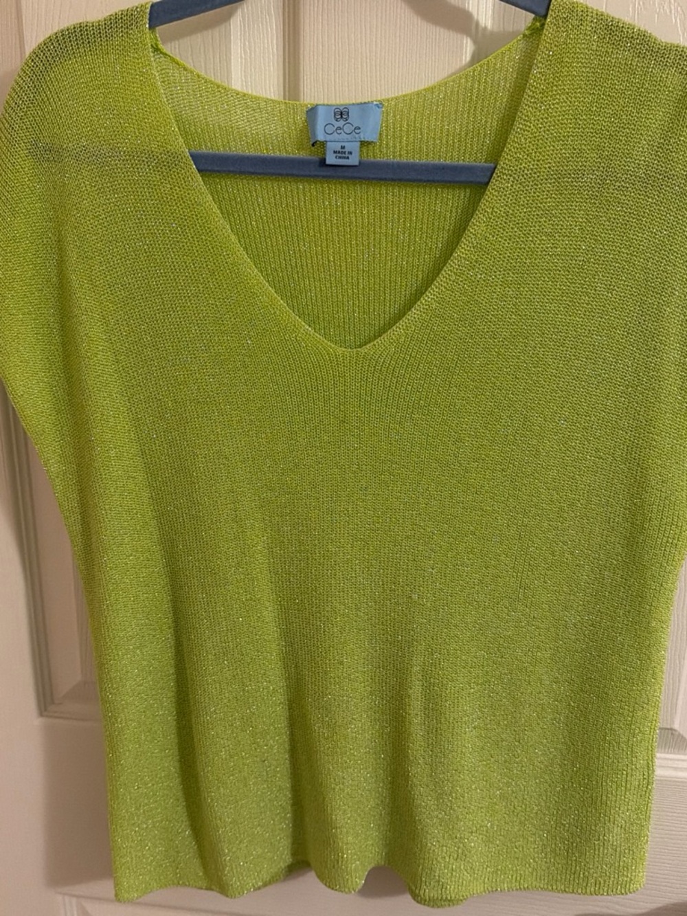 CeCe V-Neck Sweater in Lime